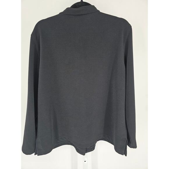 Vintage Chicos Womens Sz 3 (US XL) Button Up Slinky Knit Jacket Solid Black - Picture 4 of 4